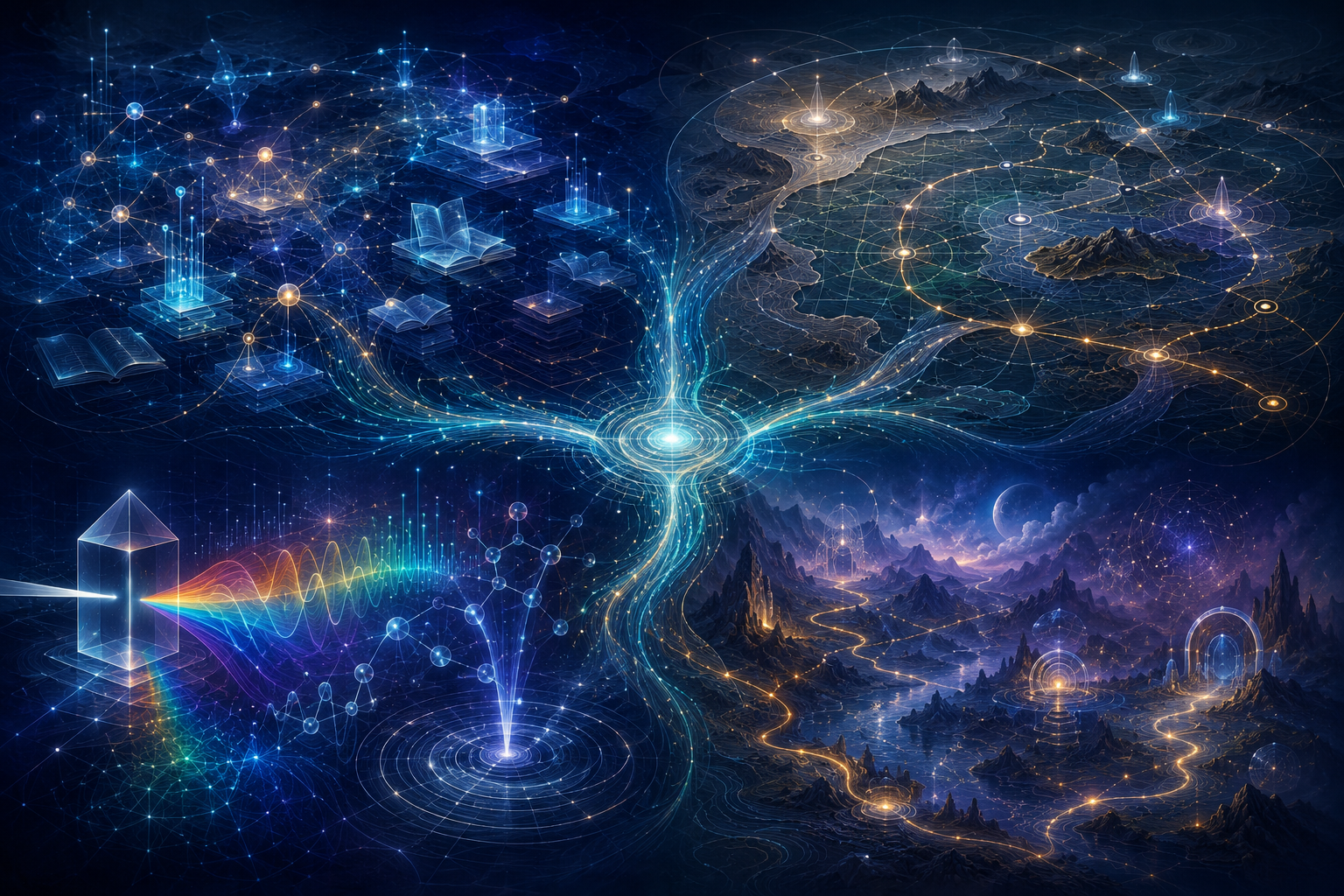 Abstract atlas of learning, strategy, science and creative technology